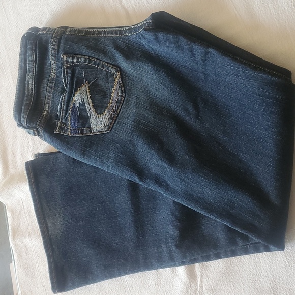 Silver Jeans Embroidered Pockets Western Glove Works Lola Sz. 28x31 Flared Jeans - Picture 4 of 13